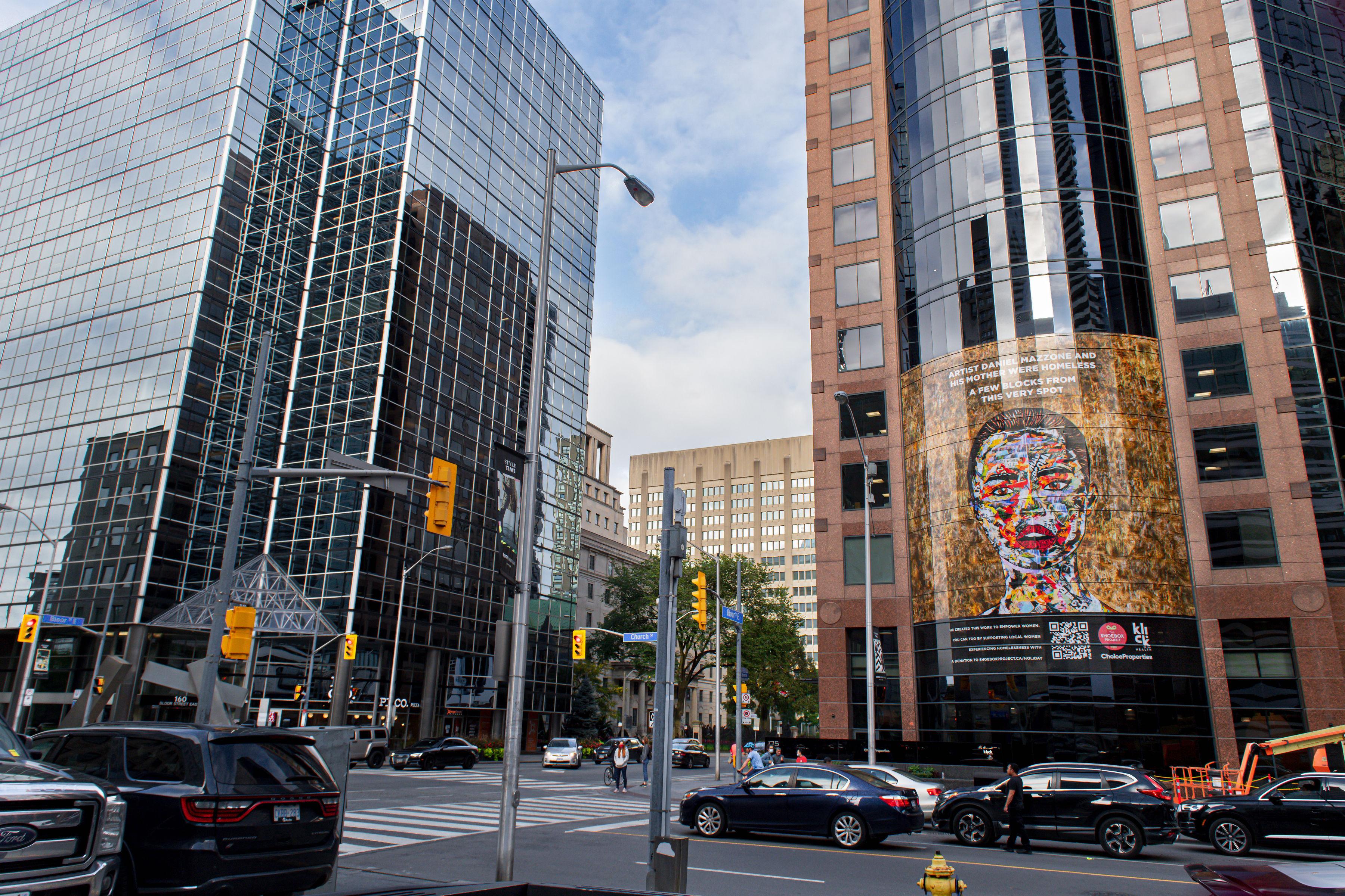 The Shoebox Project for Women today unveiled "Maria," a four-story art activation by Daniel Mazzone, on Klick Health’s downtown Toronto office tower. The installation kicks off the charity's 2021 holiday campaign to help women experiencing homelessness. The artist's mother once lived in a women’s shelter only blocks away.